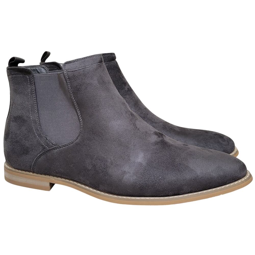 Vance Co. Men Marshall Chelsea Ankle Boots Size US 14M Grey Microsuede
